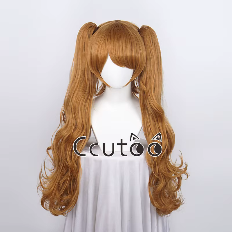 Charlotte Pudding – perruque synthétique longue bouclée, queue de cheval à Double puce, perruques de