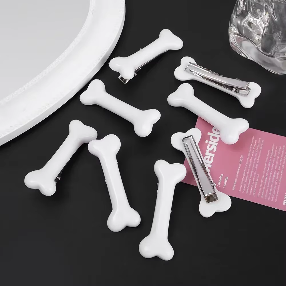 Pince à cheveux en os blanc, épingles à cheveux Y2K mignonnes pour filles, pinces à cheveux en os de