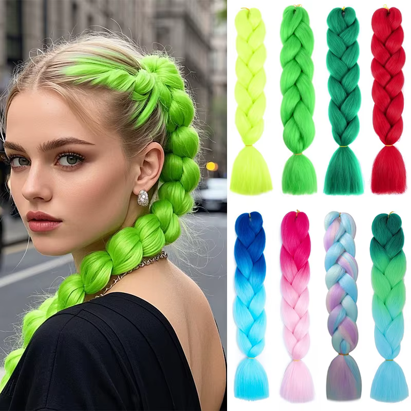 Tressage synthétique ombré 24 pouces, 1 paquet, boîte pré-étirée, Extensions de Crochet colorées Jum