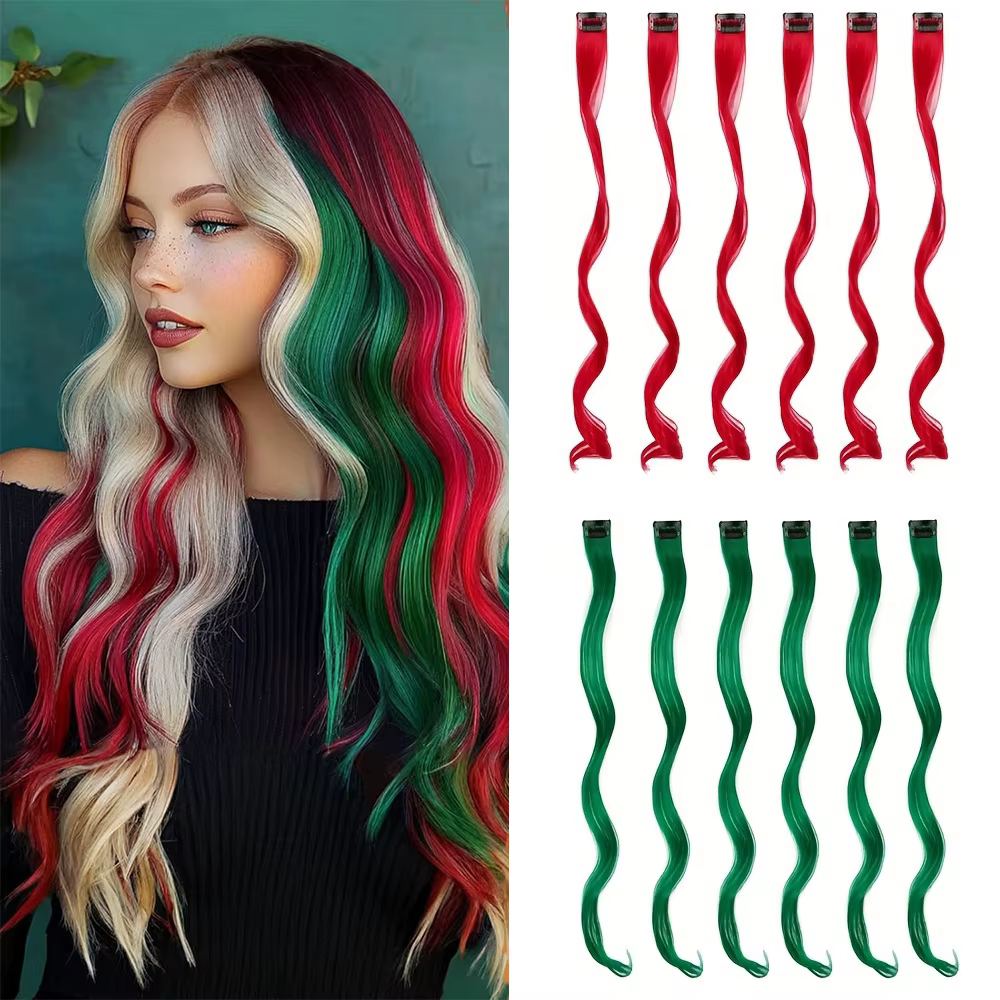 Extensions de cheveux bouclés longs de 20 pouces pour femmes, lot de 12 pièces, Fibers synthétiques