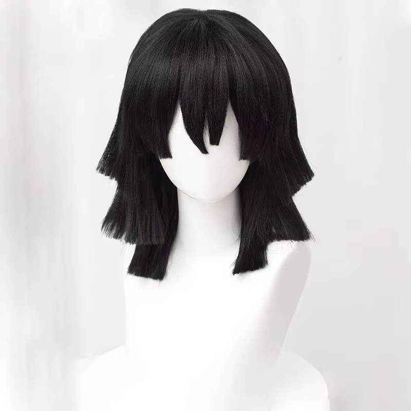 Perruque de Cosplay synthétique courte de 40cm, perruque superposée de style noir, perruque d'hallow