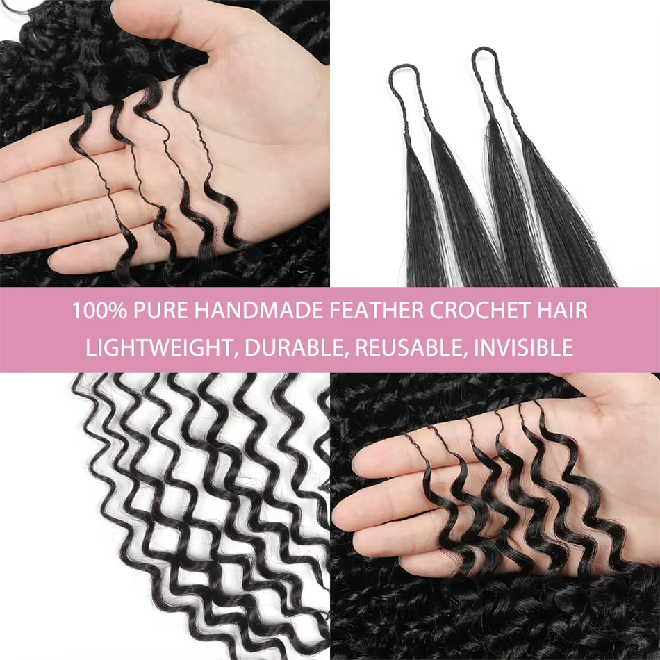 Mèches brésiliennes 100% naturelles Remy ondulées au Crochet, Extensions de cheveux invisibles avec