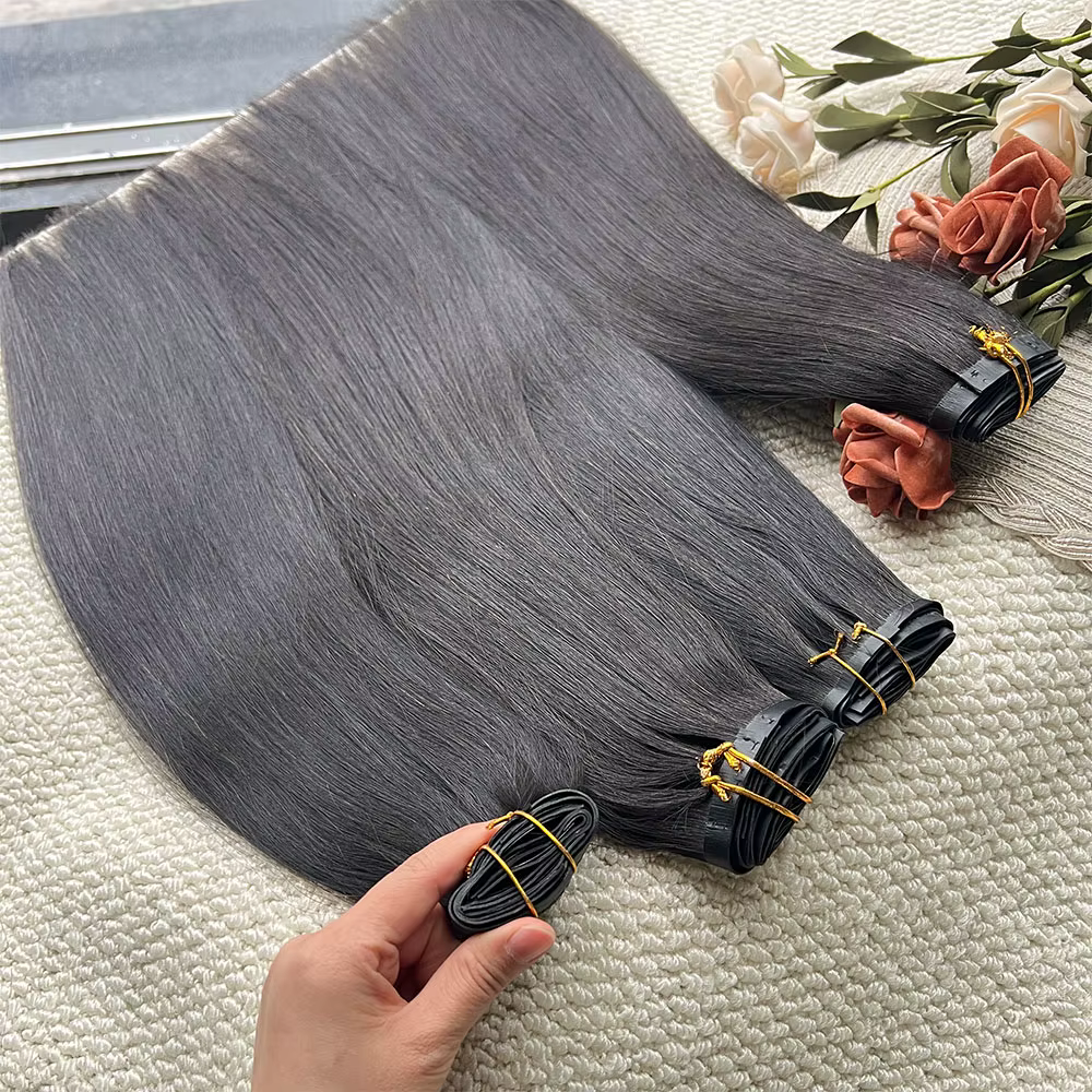 Extensions de cheveux vierges naturels à clipser, cheveux humains vietnamiens lisses, noirs naturels