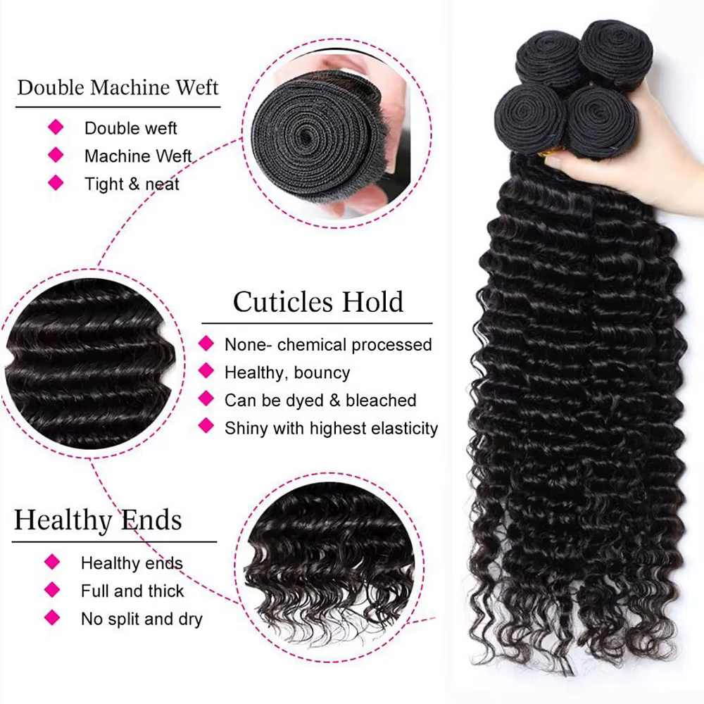Paquets de cheveux humains de vague profonde 12A brésilien portant des paquets d'extensions de cheve