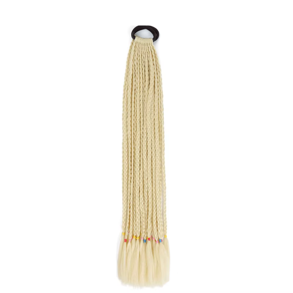 Extensions de cheveux tressés colorés avec bandes en caoutchouc, postiches synthétiques, queue de ch