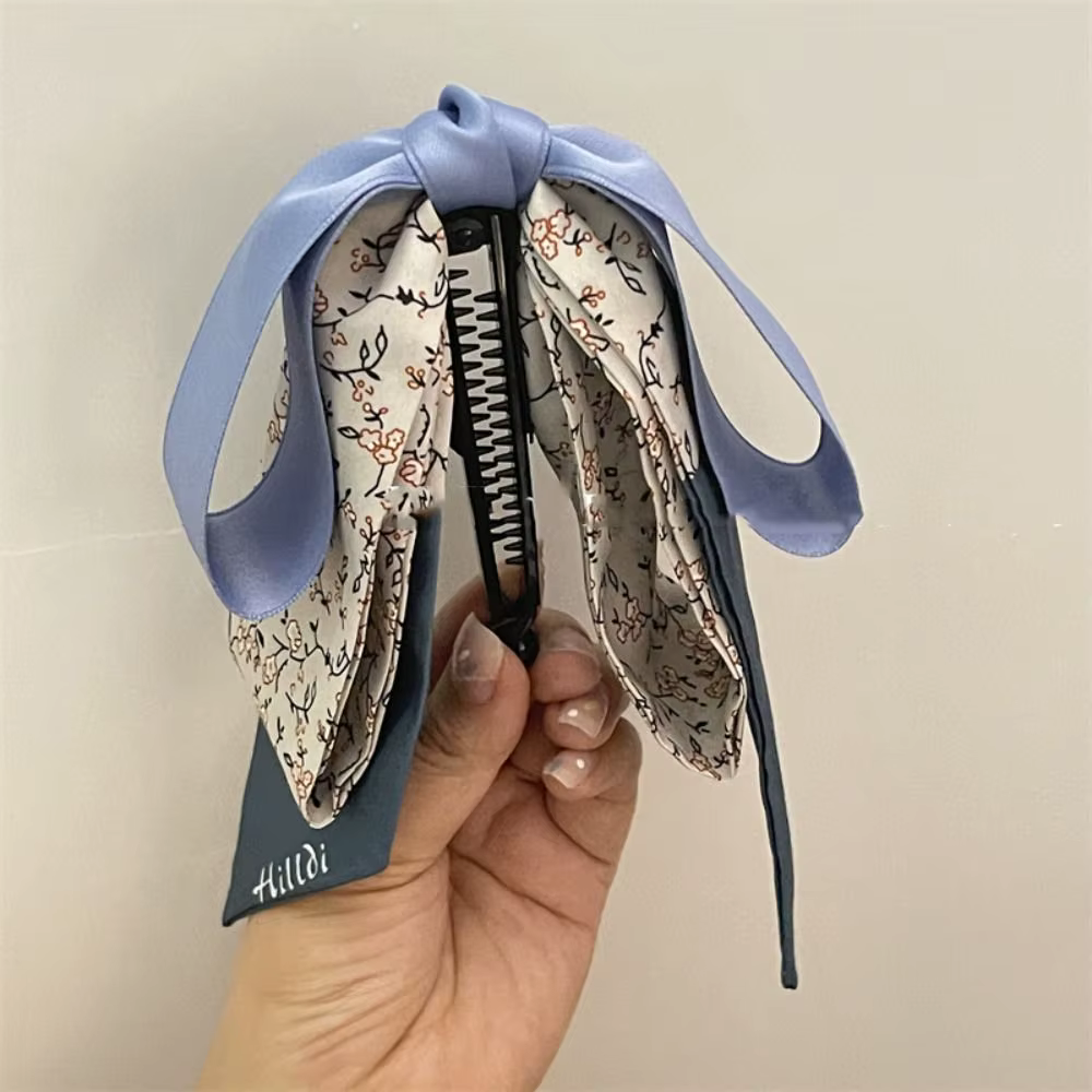 Pince à cheveux élégante en forme de nœud papillon, style coréen, avec foulard en soie, pour filles
