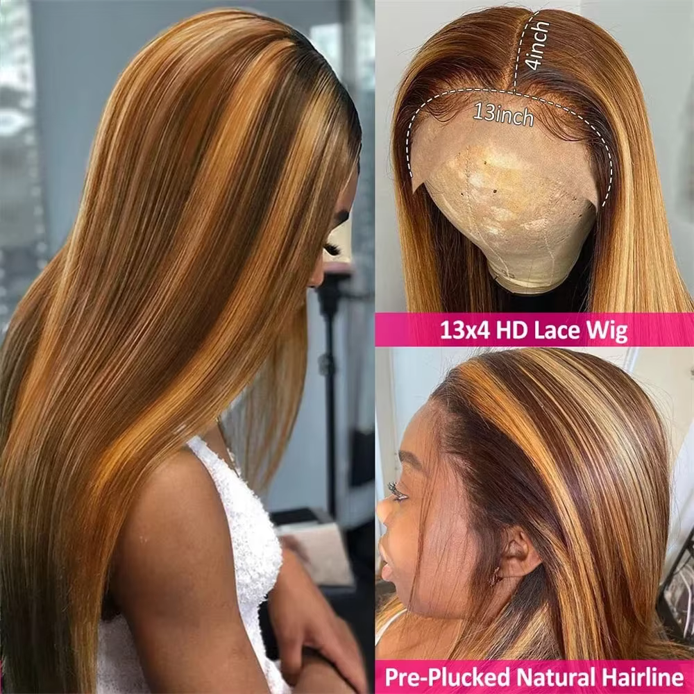 200 densité P4/27 13x4 13x6 HD transparent pleine dentelle frontale colorée droite frontale pre-pluc