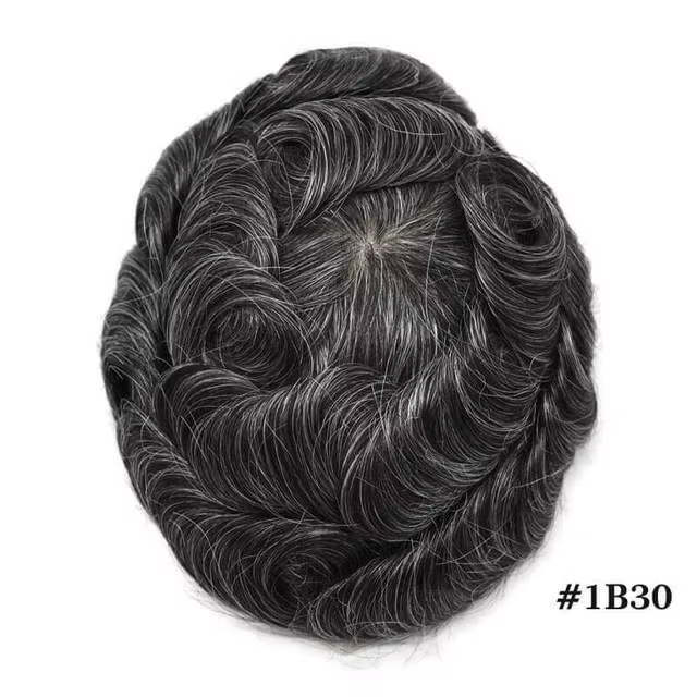 Peau mince pleine PU 0.02mm homme toupet mâle perruques de cheveux humains indien perruques de cheve
