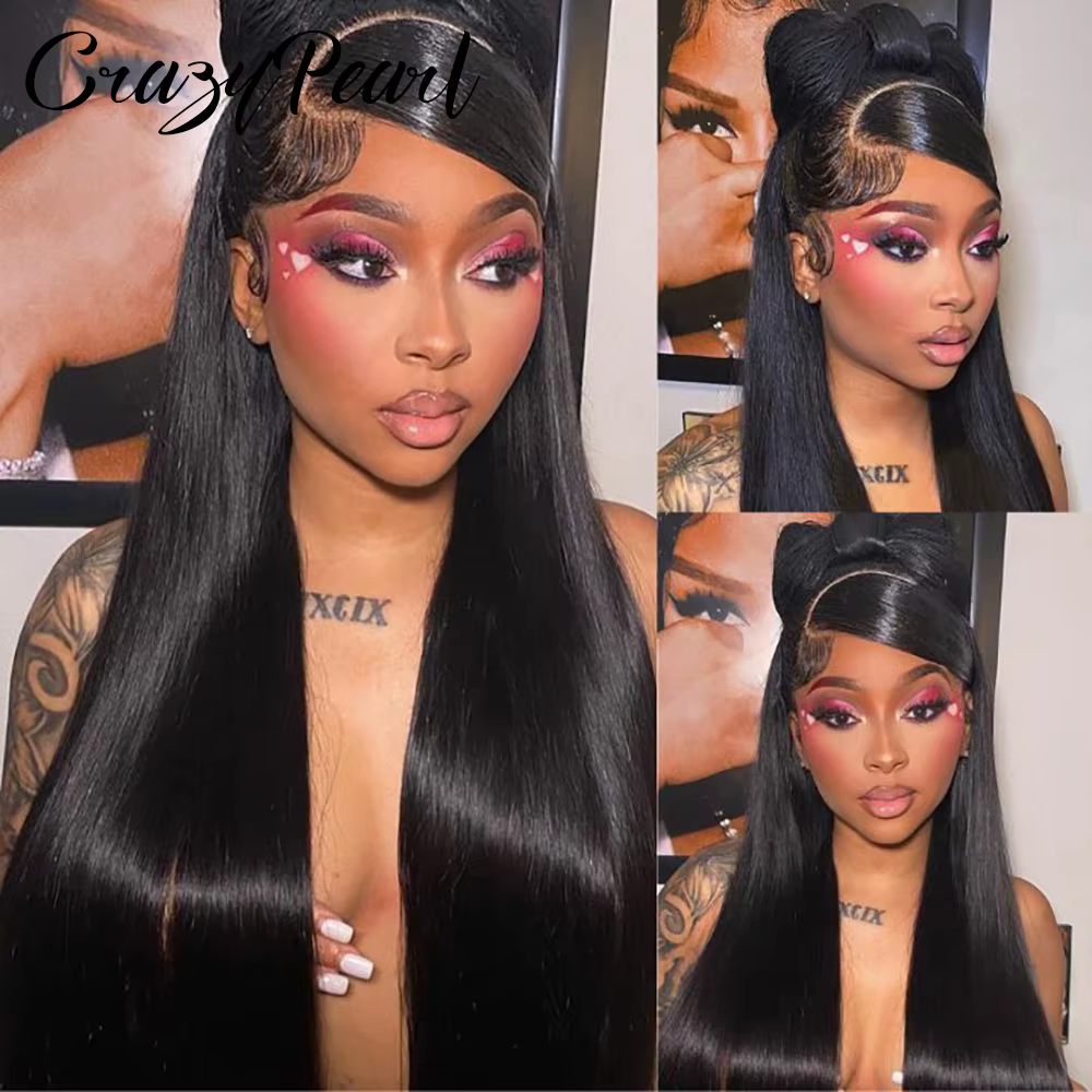 Perruques Lace Front 13x6 en Cheveux Humains pour Femmes, Densité 250%, HD Transparentes, Lisses, Pr