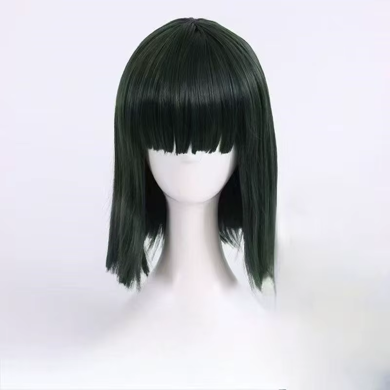 Perruque de cosplay Anime Haku, vert foncé, coupe droite, cheveux courts, perruques Bobo, cheveux sy