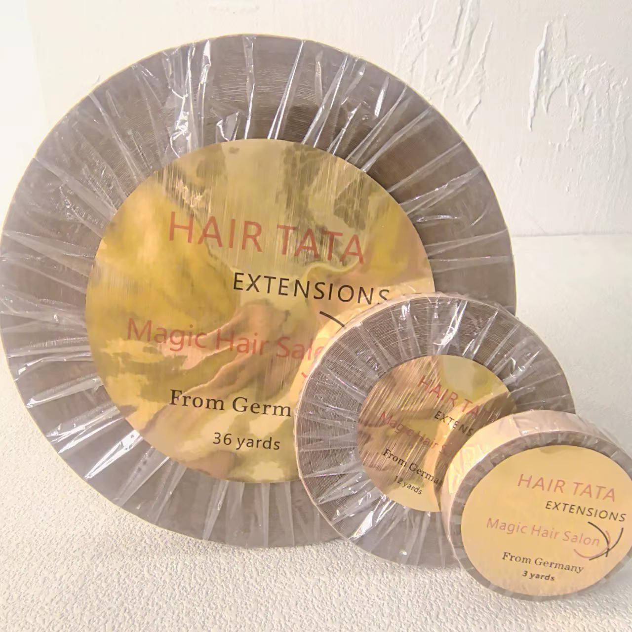 Ruban adhésif double face TATA pour extensions capillaires, largeur 0,8 cm/1 cm, 36/12/3 yards, pour