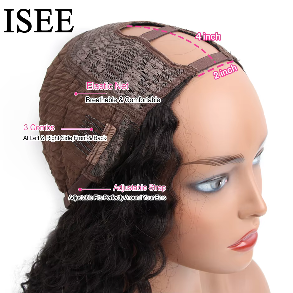 Perruques mongoles crépues bouclées en U pour femmes, cheveux 100% naturels bouclés, densité 180%, e