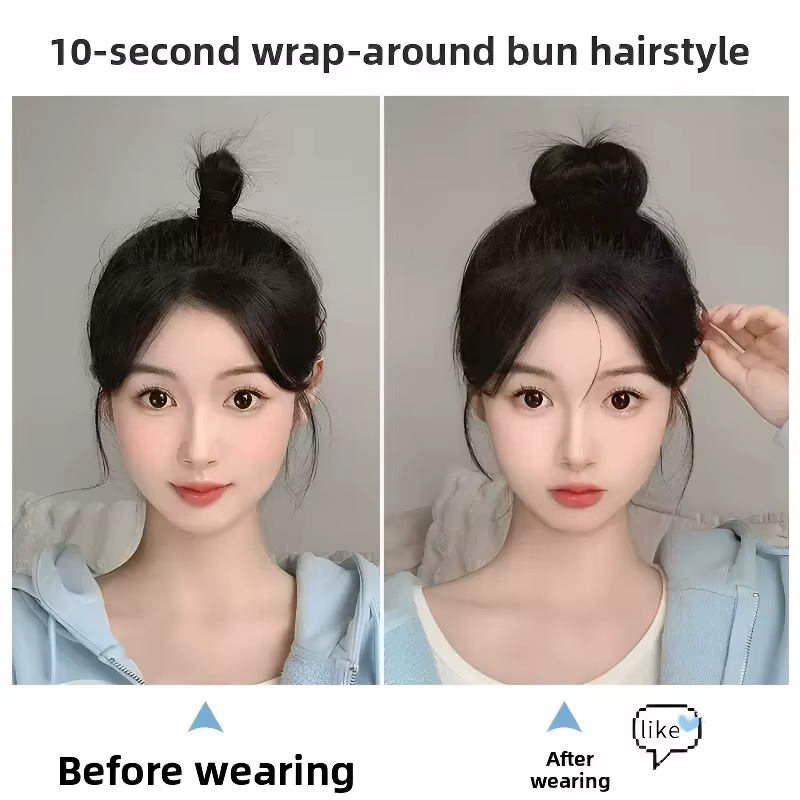 Extensions de cheveux synthétiques auto-enroulantes de 50 cm avec boucle élastique pour chignon DIY,