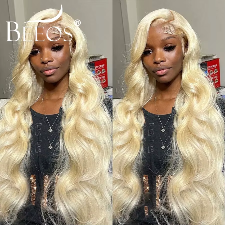 34 pouces 250% 13x6 HD dentelle frontale perruques fondre peaux cuir chevelu naturel 613 Blonde vagu