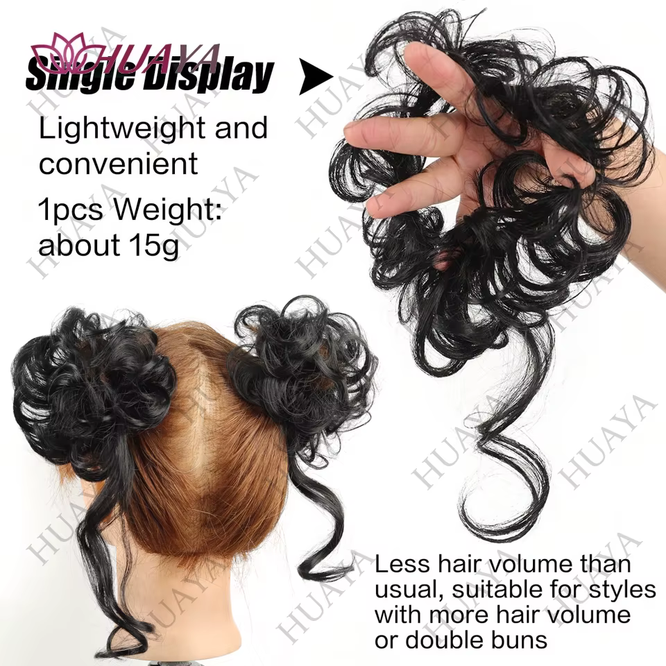 2 pièces synthétique désordre Updo cheveux Chignon Chignon chouchous faux cheveux bande tresse élast