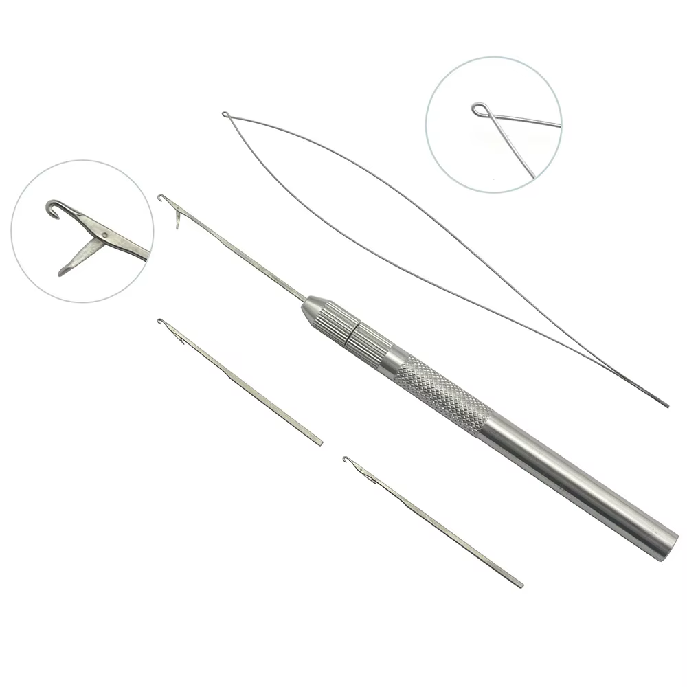 Kit d'extension capillaire 3 couleurs, 1 ensemble de tubes métalliques avec 3 aiguilles et 1 boucle 