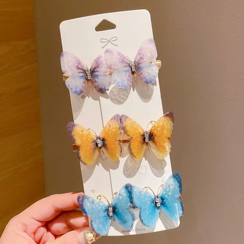 Épingle à cheveux papillon colorée pour femmes, barrettes arc-en-ciel mignonnes, ornement de cheveux