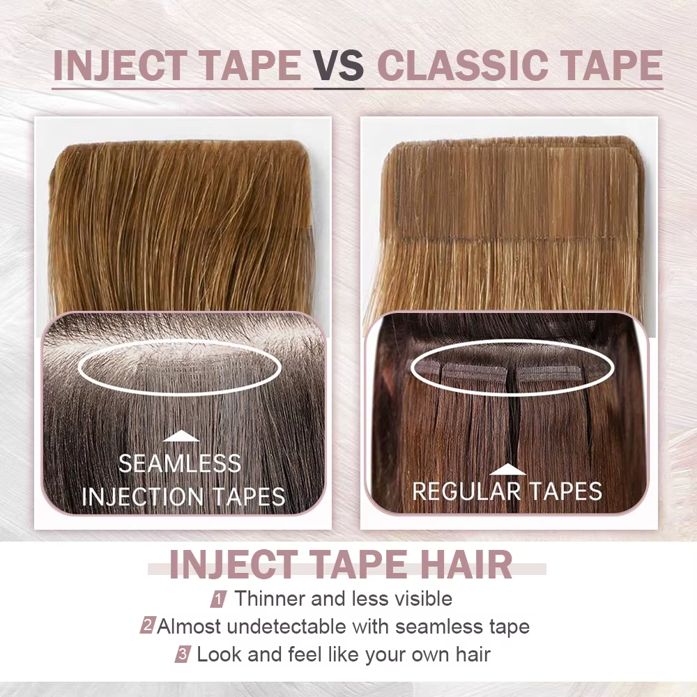 [12 mois] Ugeat ruban Invisible dans les Extensions de cheveux humains 10A Grade sans couture peau t