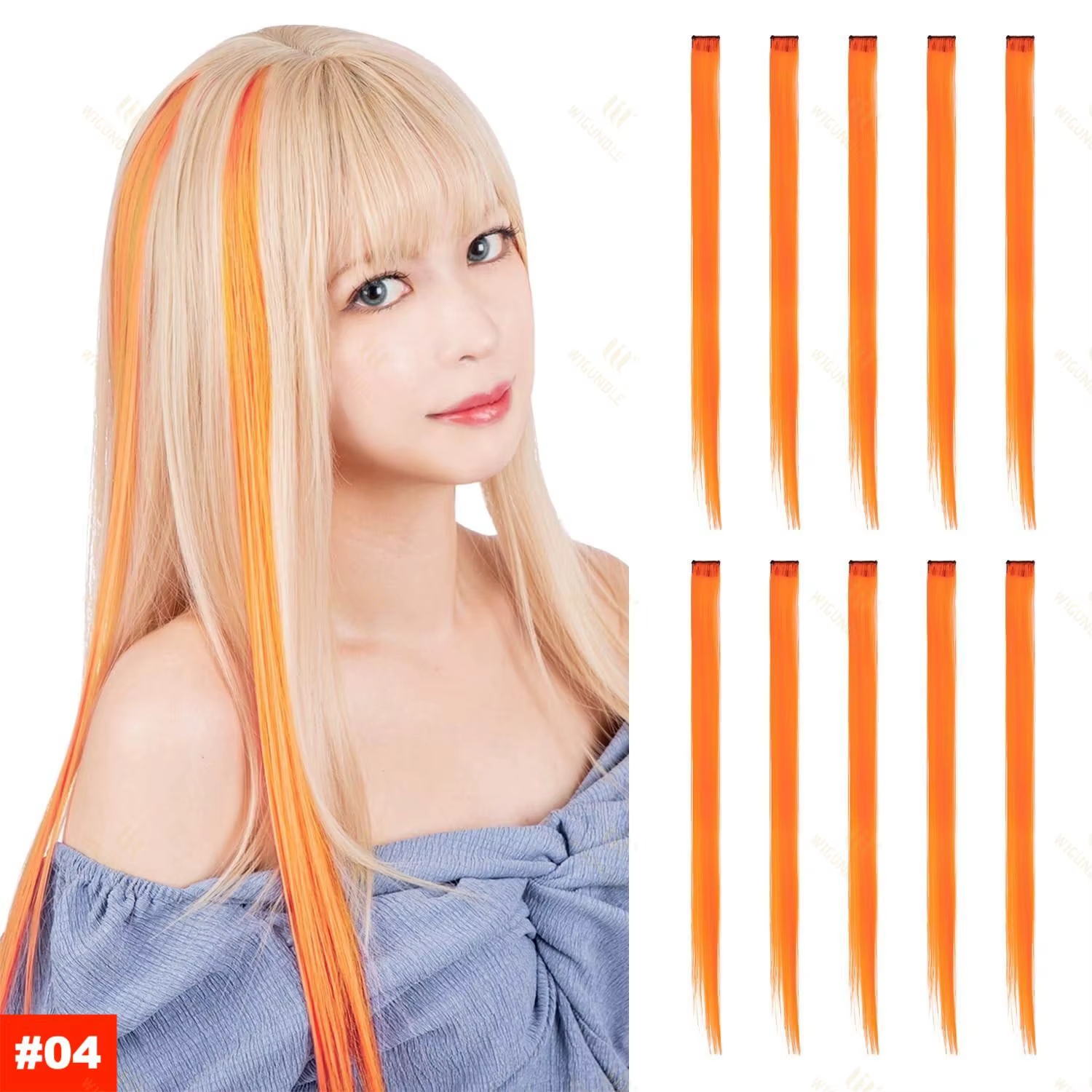 Extensions de cheveux synthétiques longues et droites de 22 pouces, à clipser, résistantes à la chal