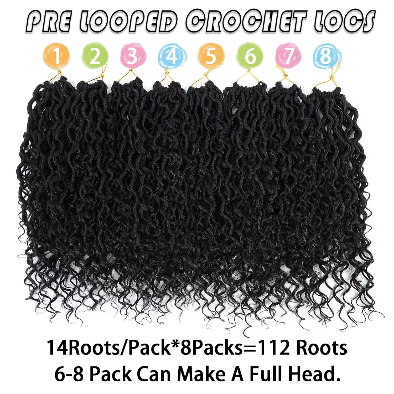 14 "Faux Locs Crochet cheveux 8 paquets pré-bouclés déesse Locs Crochet cheveux avec extrémité boucl