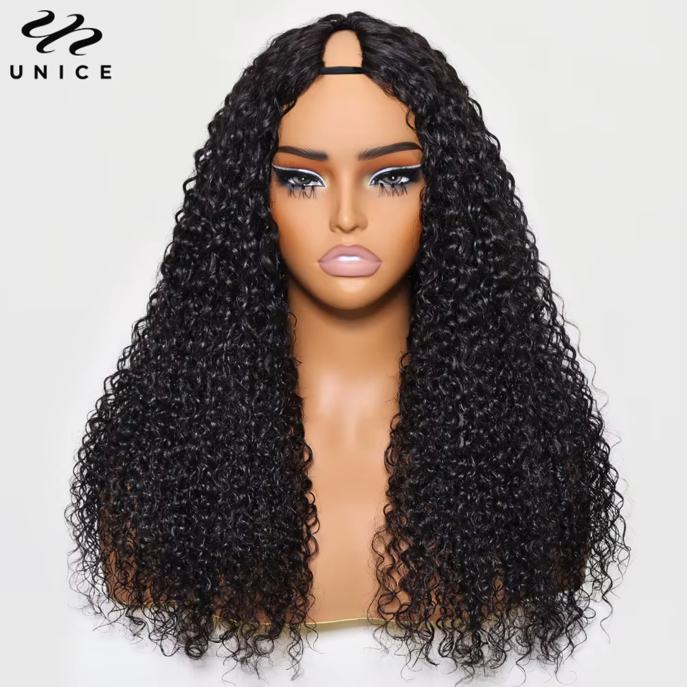 Perruque UNice en cheveux humains bouclés birmans, modèle V-Part, version améliorée U-Part, EasiCont