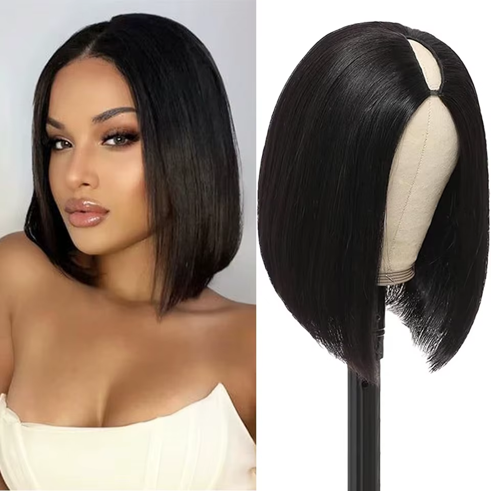 250 densité V partie perruque Bob droite perruques de cheveux humains 8-16 "pour les femmes brésilie