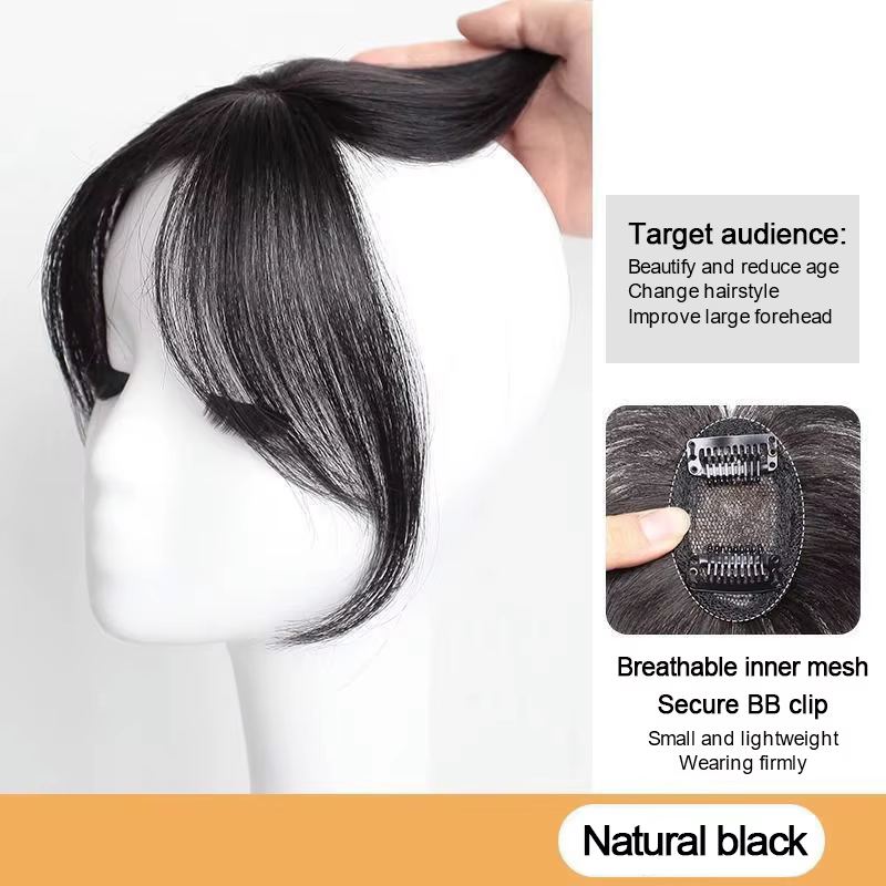Perruque pour filles, frange, Style fendu, pièce d'extension de cheveux côté gauche et droit pour un
