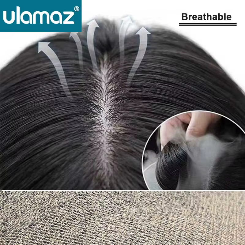 Base en soie partout pour hommes perruque sans noeud Realsitc toupet perruque hommes postiche nature
