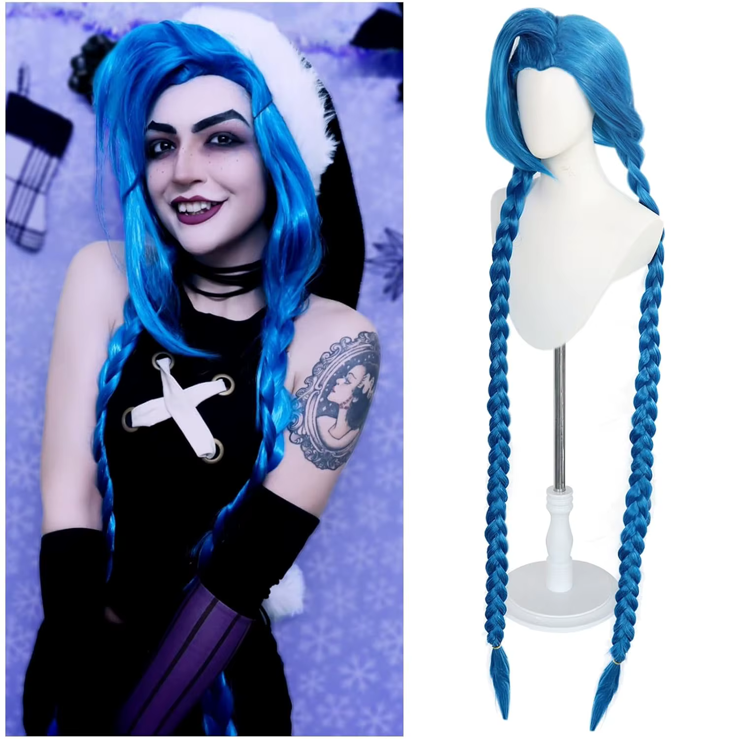 Perruque tressée bleue longue longueur bleue Cosplay Rogue Lolita perruque pour femmes et filles che