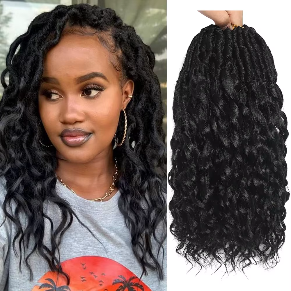 Faux Locs profonds Crochet cheveux pour femmes noires 7 paquets pré-bouclés déesse Locs Crochet chev