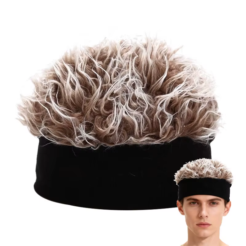 Chapeau de perruque polyvalent à la mode avec cheveux réalistes, chapeau chaud d'automne et d'hiver