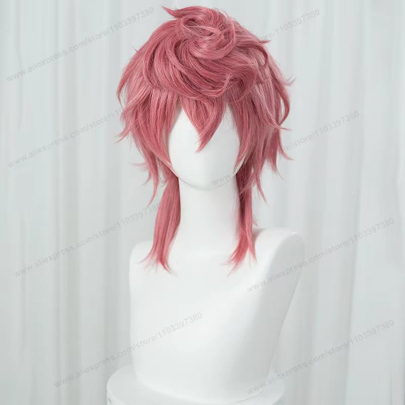 Anime Trish Una Cosplay perruque 40 cm rose femmes cheveux résistant à la chaleur perruques synthéti