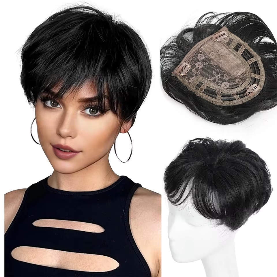 Perruques courtes pour femmes avec cheveux clairsemés, coupe pixie, postiches synthétiques naturels