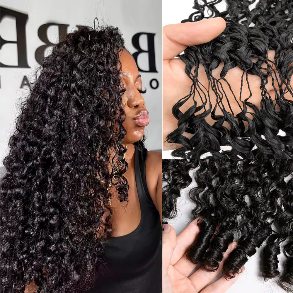 Extensions de cheveux humains bouclés birmans invisibles pré-bouclés avec extrémité spirale, 100 % v