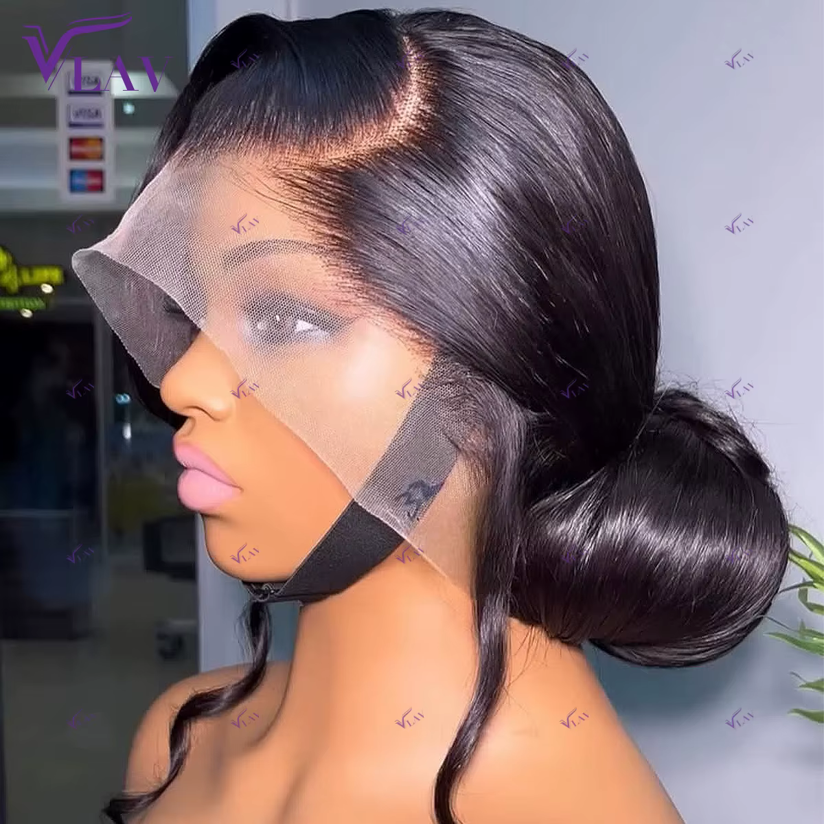 Perruques sans colle à enfiler et à porter, 36 pouces, en cheveux humains brésiliens, avec lace fron