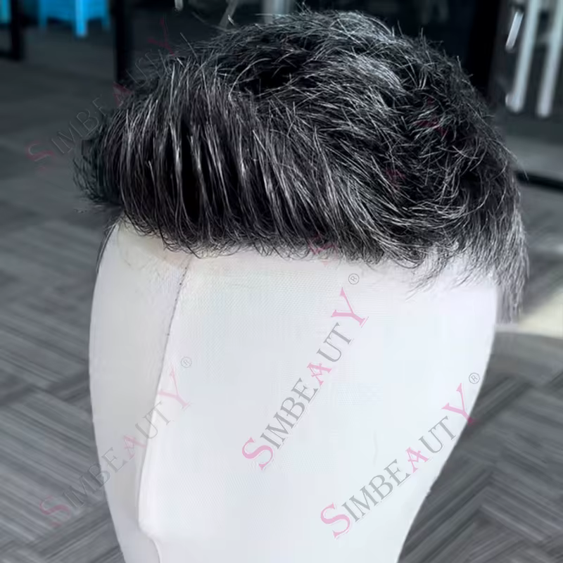 Noir brun 1b40 1b80 gris toupet 100% cheveux humains pour hommes 0.1mm Super pleine peau mince homme