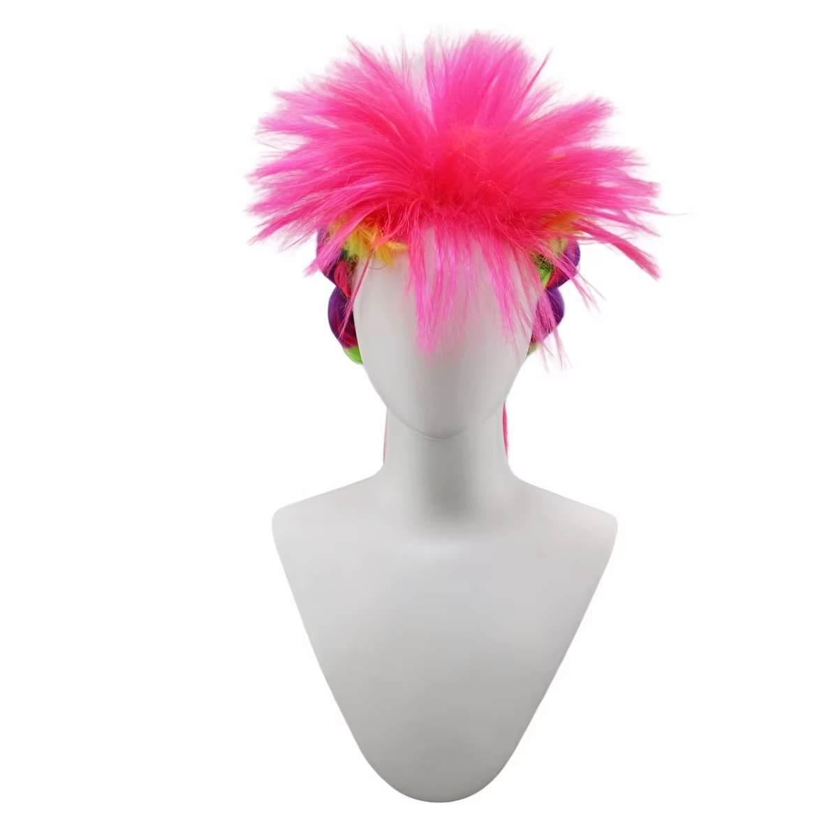 Perruque queue de cheval arc-en-ciel néon avec chignons colorés, cheveux synthétiques vibrants pour 