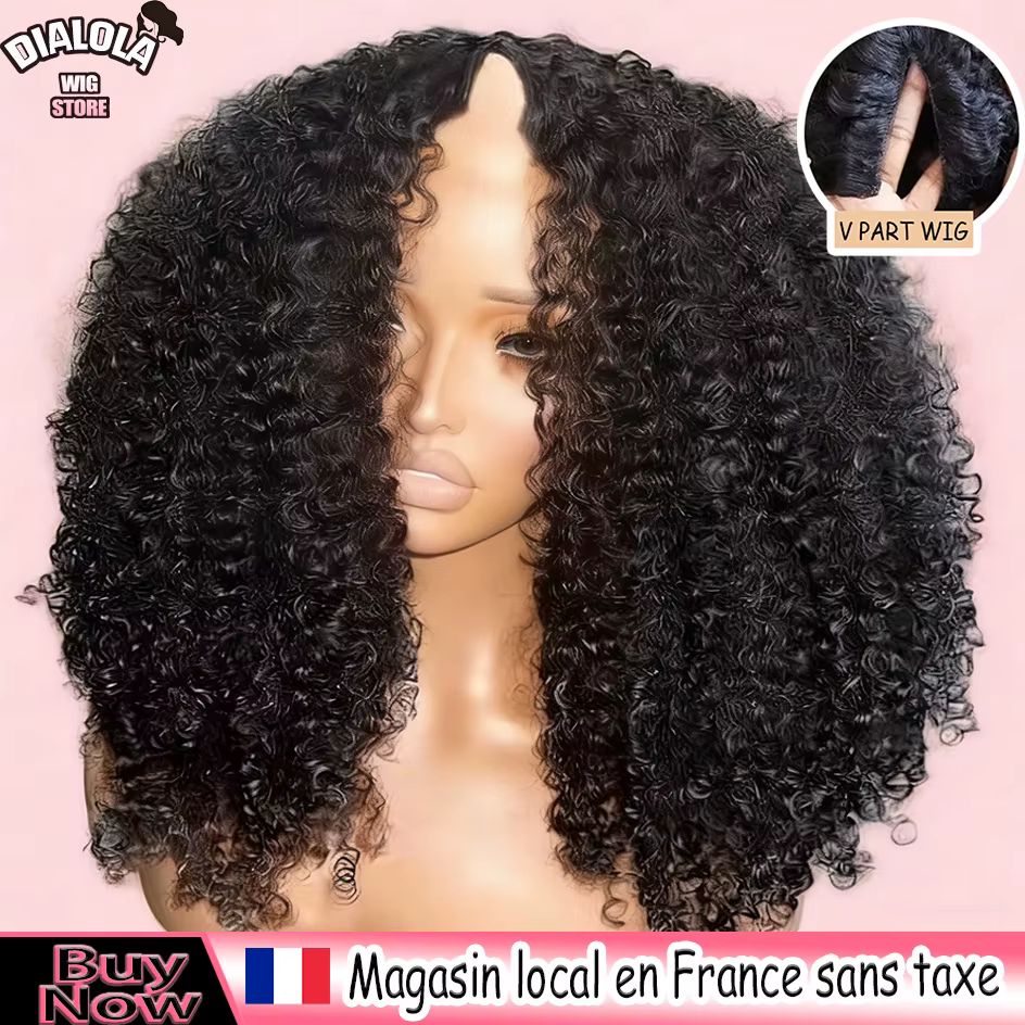 Dialola 40 pouces perruques bouclées V partie perruque cheveux humains vague profonde perruques natu