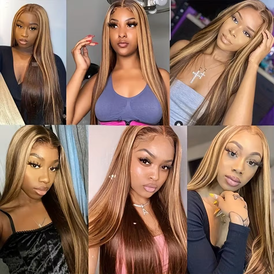 4/27 mettre en évidence les perruques colorées 13X6 Hd dentelle frontale perruque cheveux humains os