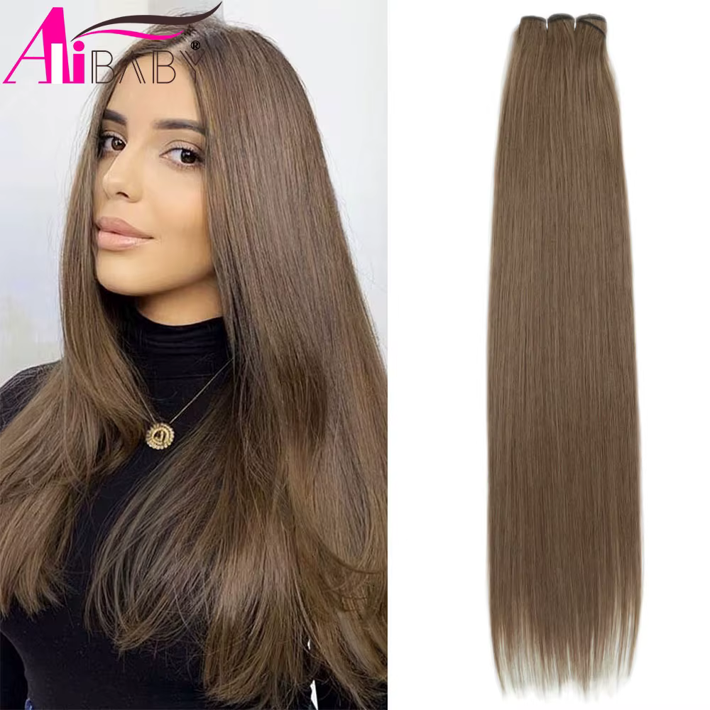 Alibaby cheveux raides paquets Extensions lisse Ombre cheveux tissage 26 pouces longs synthétiques c