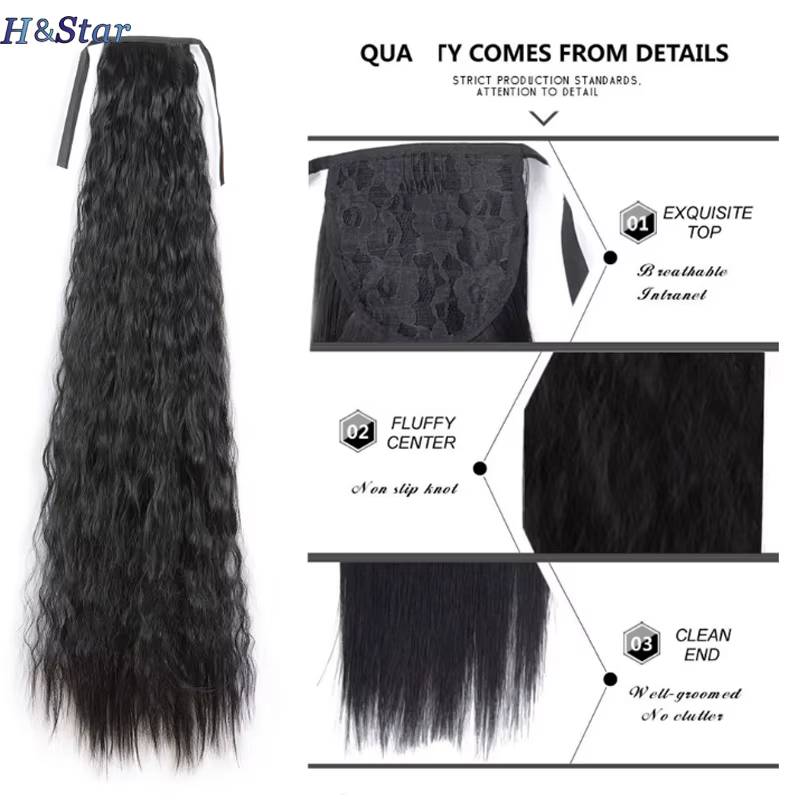H & STAR-Extensions capillaires synthétiques, 34 pouces, postiche afro longue, crépue, bouclée, queu
