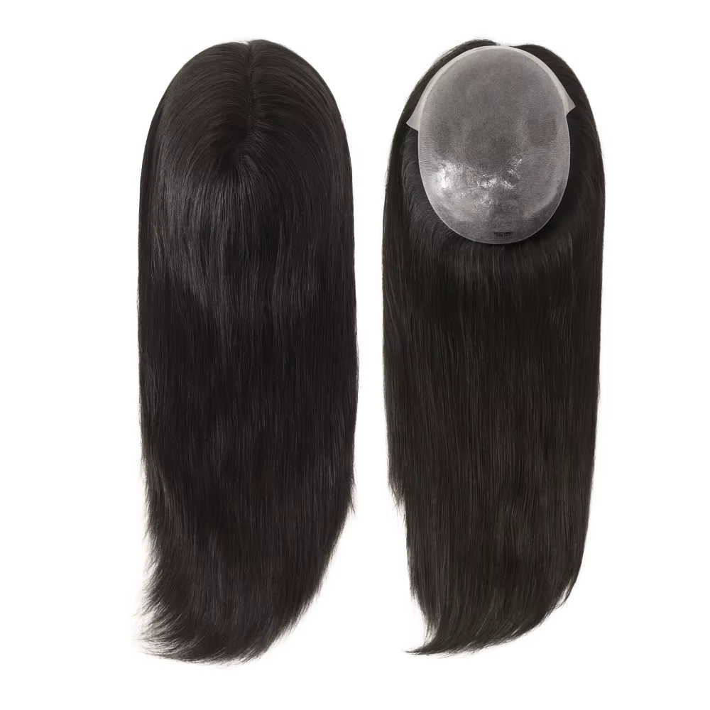 TP22- Toupet à peau fine de 18 pouces pour femmes 7x9 pouces en polyskin cheveux brésiliens Toppers 