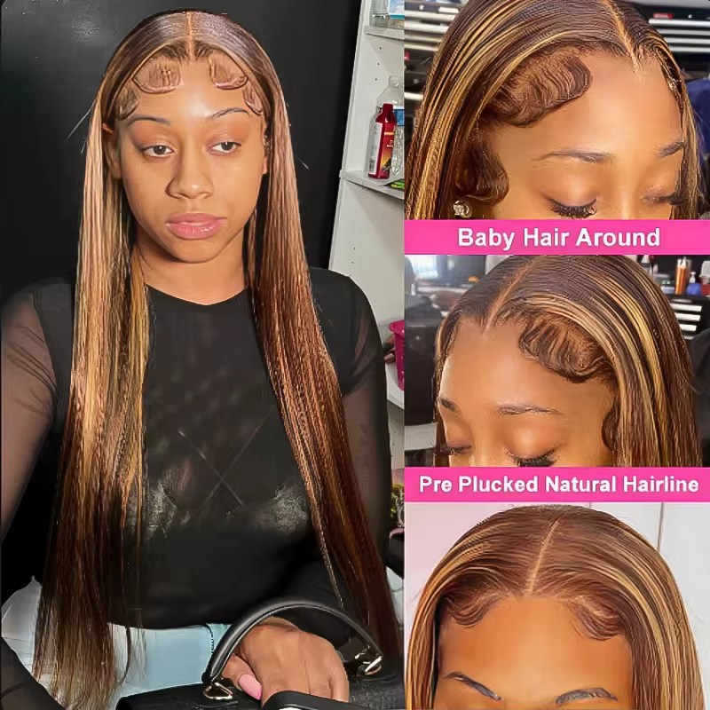 Perruque Highlight 30 pouces 13x4 13x6 HD Lace Frontal avec Ligne de Cheveux Naturelle Pré-épilée, B