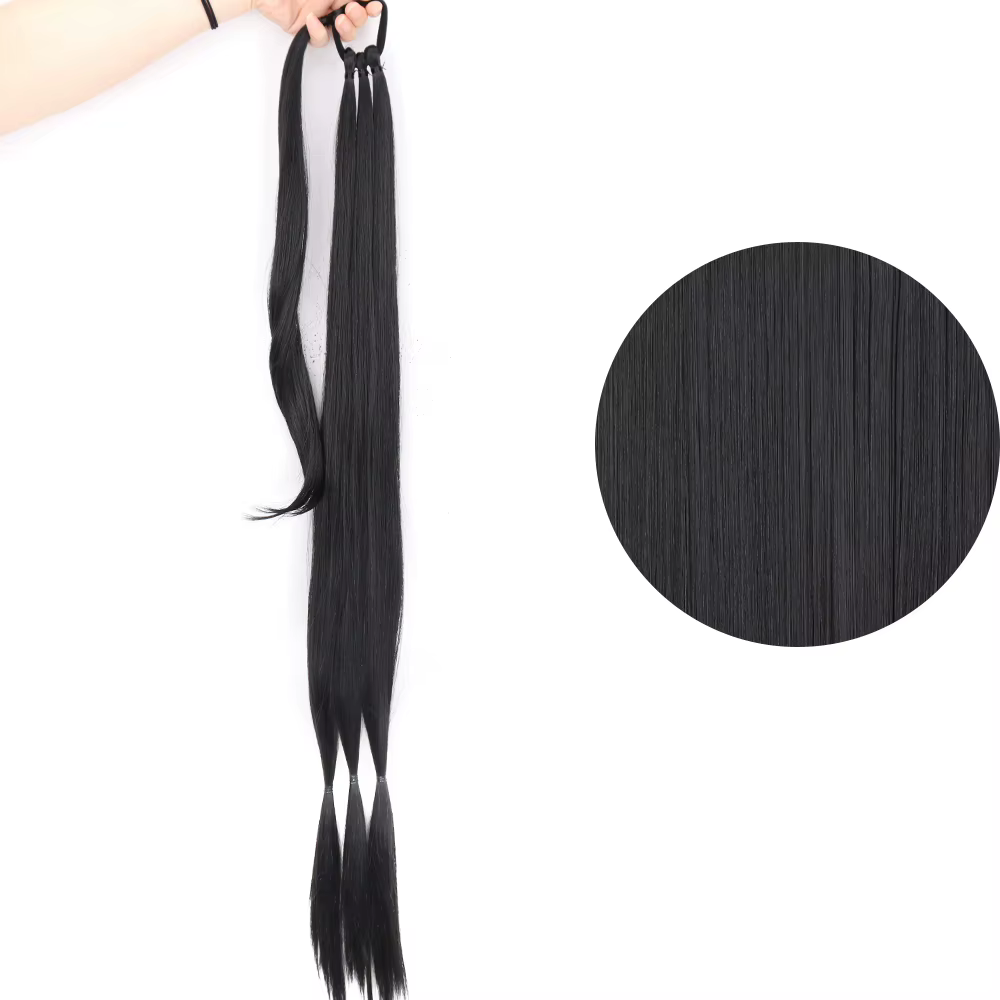 Extensions de queue de cheval tresses de boxe synthétiques enrouler autour de la queue de Chignon av