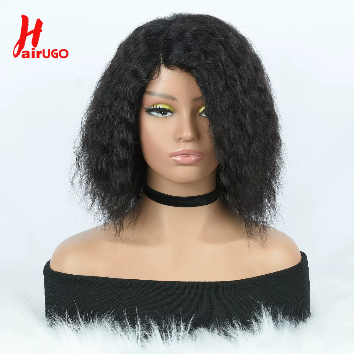Perruques de cheveux humains bouclés coupe lutin pour femme, cheveux crépus raides, fermeture à lace