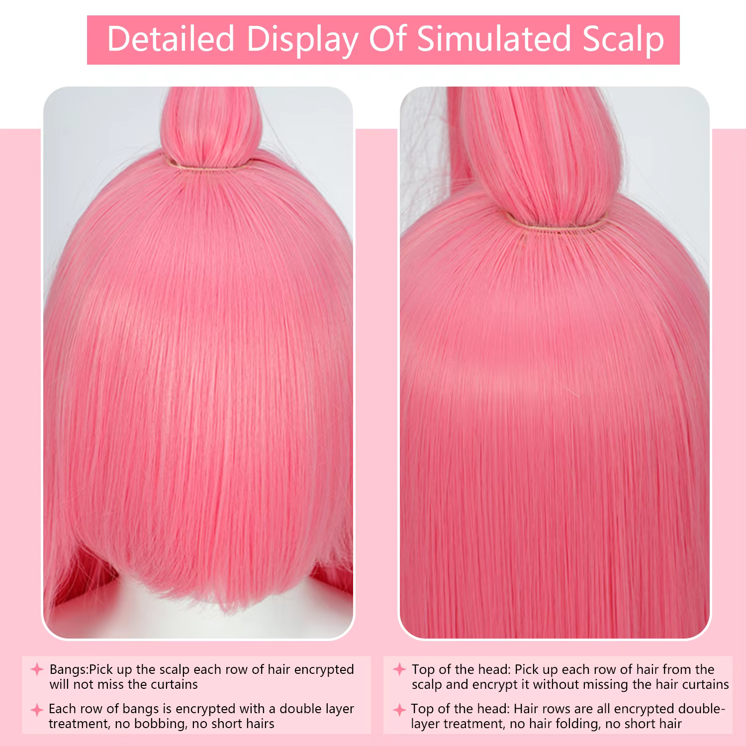 Perruque de Cosplay synthétique longue et lisse de 100CM avec frange, perruque de Cosplay rose viole