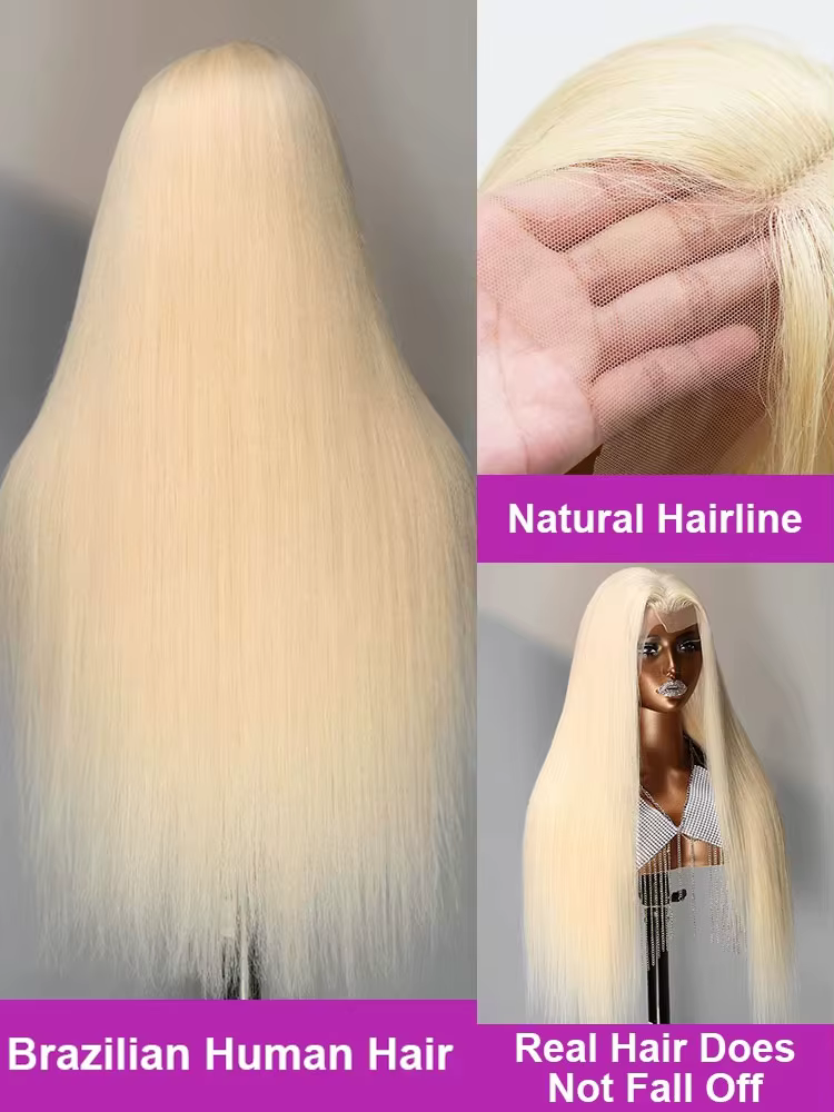Perruque Blonde droite 613 Hd dentelle frontale perruque 13X6 13X4 Transparent brésilien droite dent