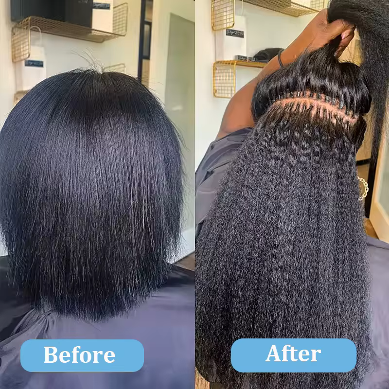 Extensions de cheveux humains vierges lisses et crépues, kératine noire naturelle, pointe I, 50 g/en