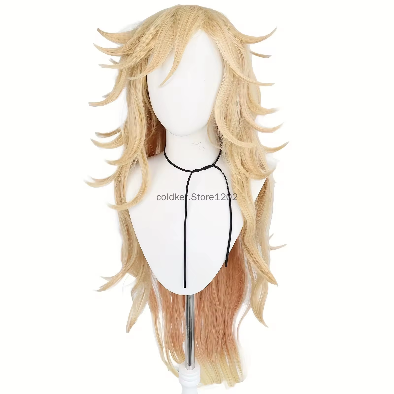 Perruque longue blonde Douma avec frange pour hommes et femmes, perruque de cosplay anime, costume d