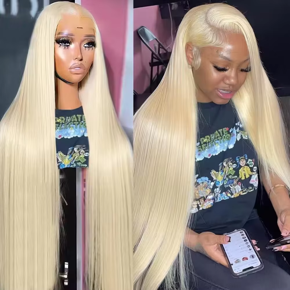 30 36 pouces 13x6 os droit 613 Hd miel blond dentelle avant perruques de cheveux humains brésilien 1